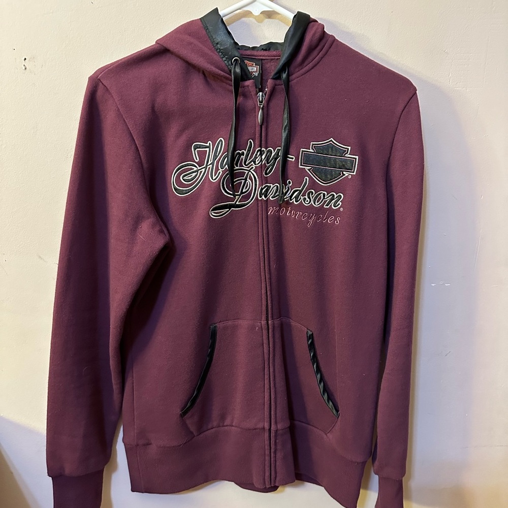Harley Davidson zip up hoodie with satin accents Dillon Bros Omaha/Freemont NE